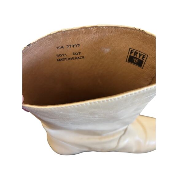 Frye Cowboy Boots Leather Vintage Booties Womens SZ10M Cream/Ivory Mid Leg - Picture 5 of 11